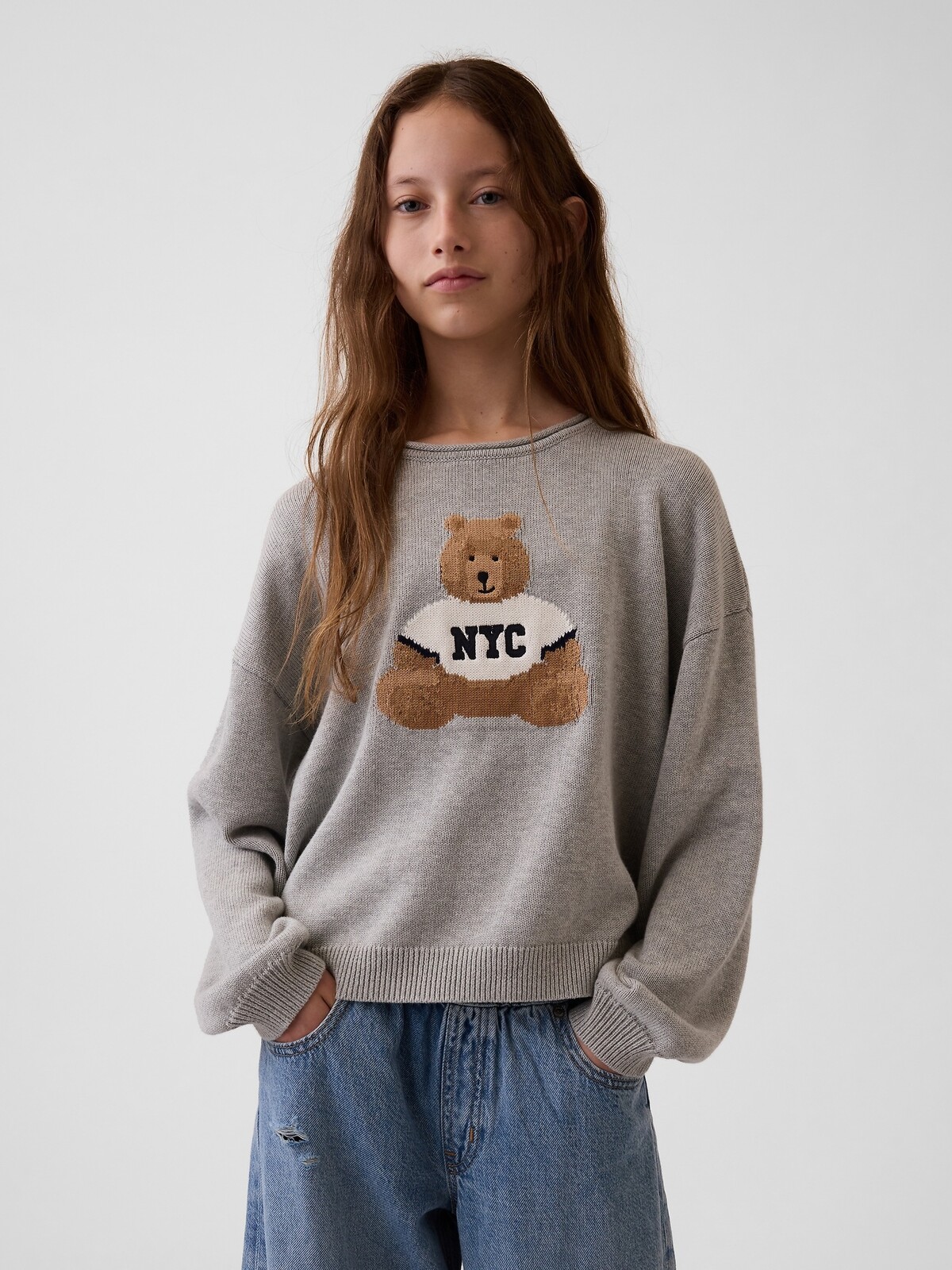 Detský oversize sveter Brannan Bear - dievčatká