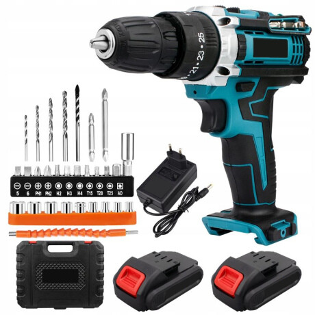 MG PowerDrill akumulátorový skrutkovač 21V + sada náradia, modrý