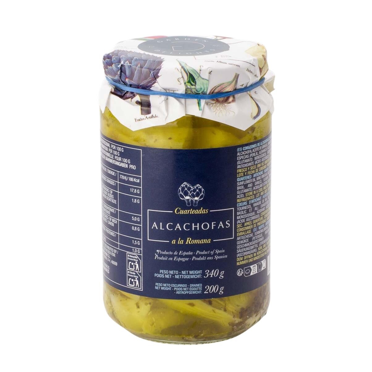 Artičoky 340 g, štvrtky v marináde, Garden Delights