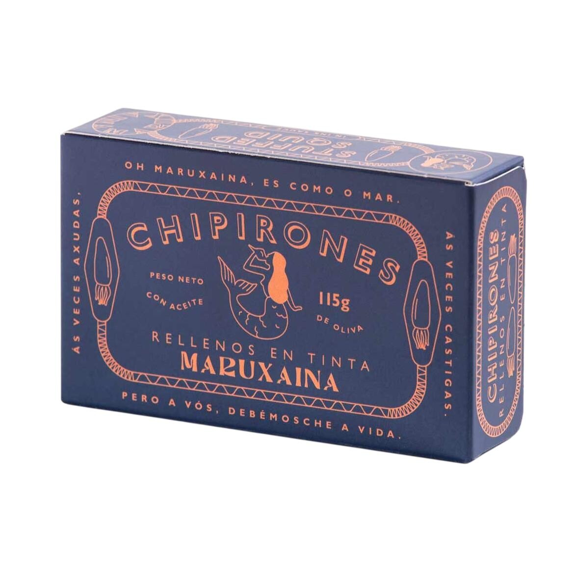 Plnené kalamáre 120 ml, 4-6 ks v atramentovej omáčke, Maruxaina