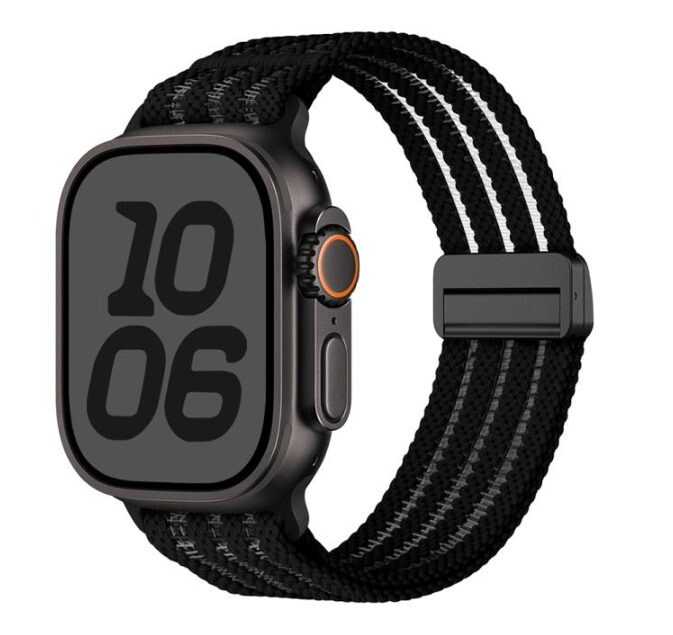 eses Nylonový remienok pre Apple Watch s priesvitnými prúžkami - Čierny 42mm, 44mm, 45mm, 49mm