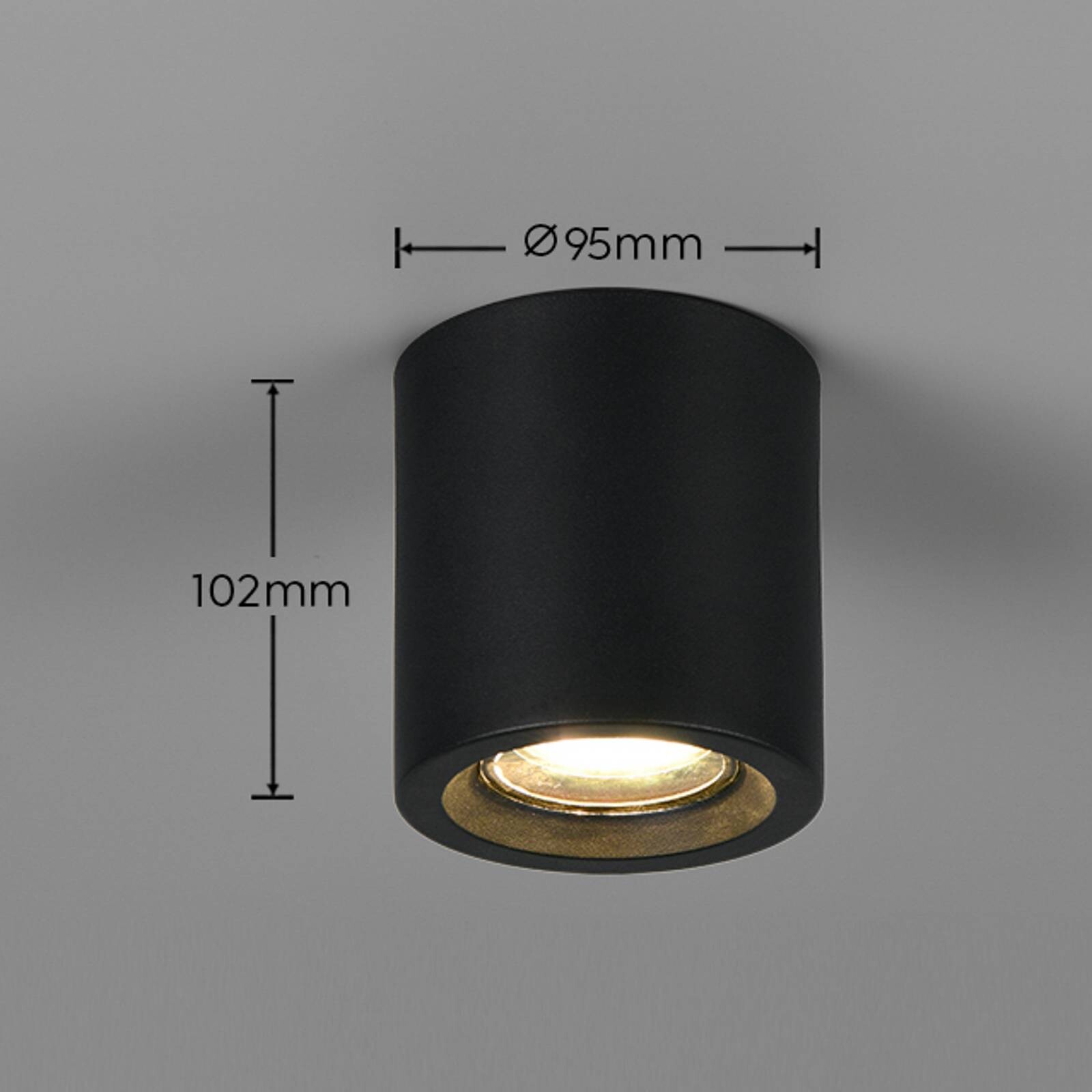 Stropné svietidlo Biscotto, matná čierna, Ø 9,5 cm, kov, IP44