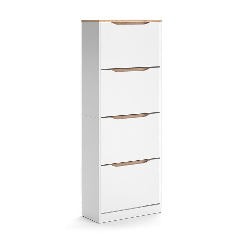 Vicco SKLÁPAČ TOPÁNOK Ruben, biely/Remeselný dub, 60.2 x 157.2 cm so 4 priehradkami