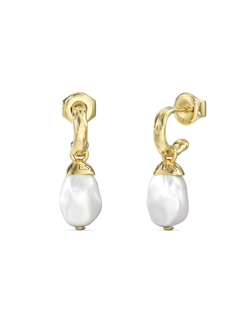 Guess Pozlátené náušnice s pravou perlou Pearly JUBE06485JWYGT/U