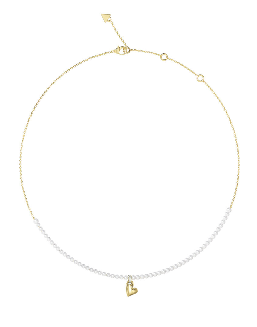 Guess Perlový náhrdelník so srdiečkom Golden love JUBN06454JWYGT/U