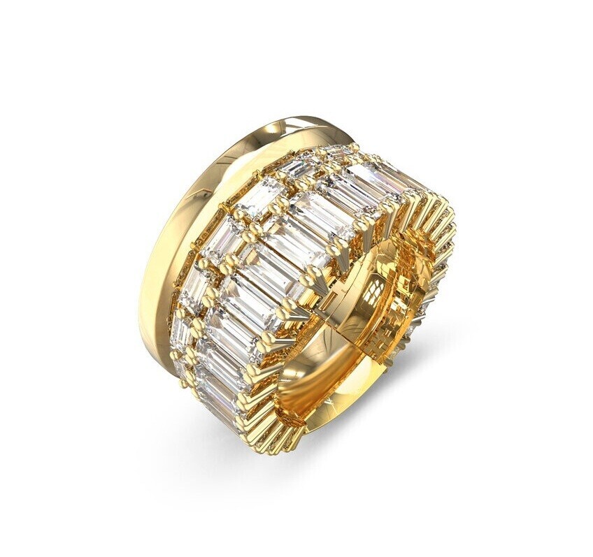 Guess Trblietavý prsteň so zirkónmi Les Baguettes JUBR06328JWYG 54 mm