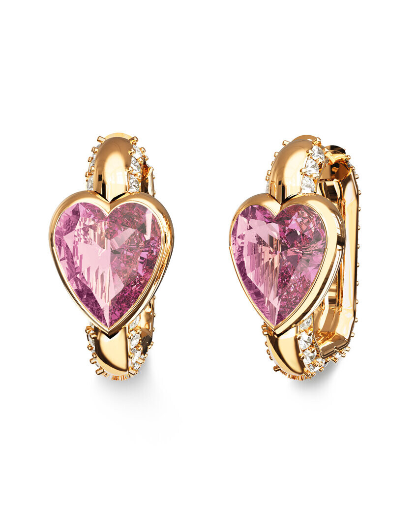 Guess Kruhové náušnice so srdiečkami Crystal Love JUBE06365JWYGPKT/U