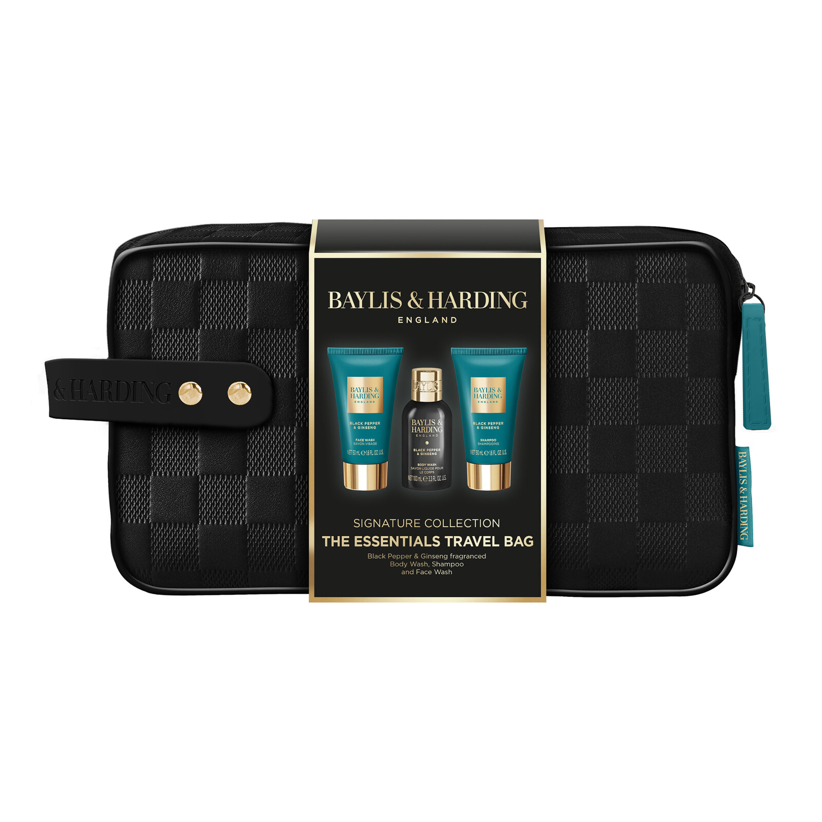 Baylis & Harding Darčeková sada starostlivosti o telo v taštičke Black Pepper & Ginseng 3 ks