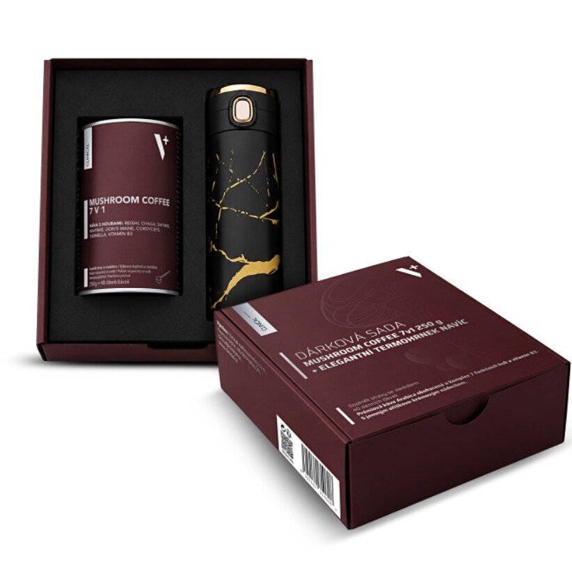 Clinical Darčeková sada Mushroom Coffee 7v1 250 g + elegantný termohrnček