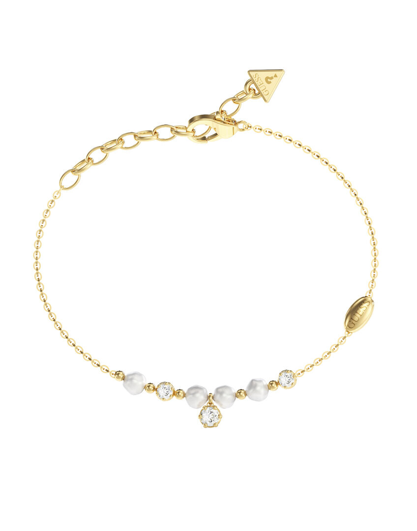Guess Pozlátený náramok s perlami a zirkónmi Pearly JUBB06481JWYG 18,4 cm