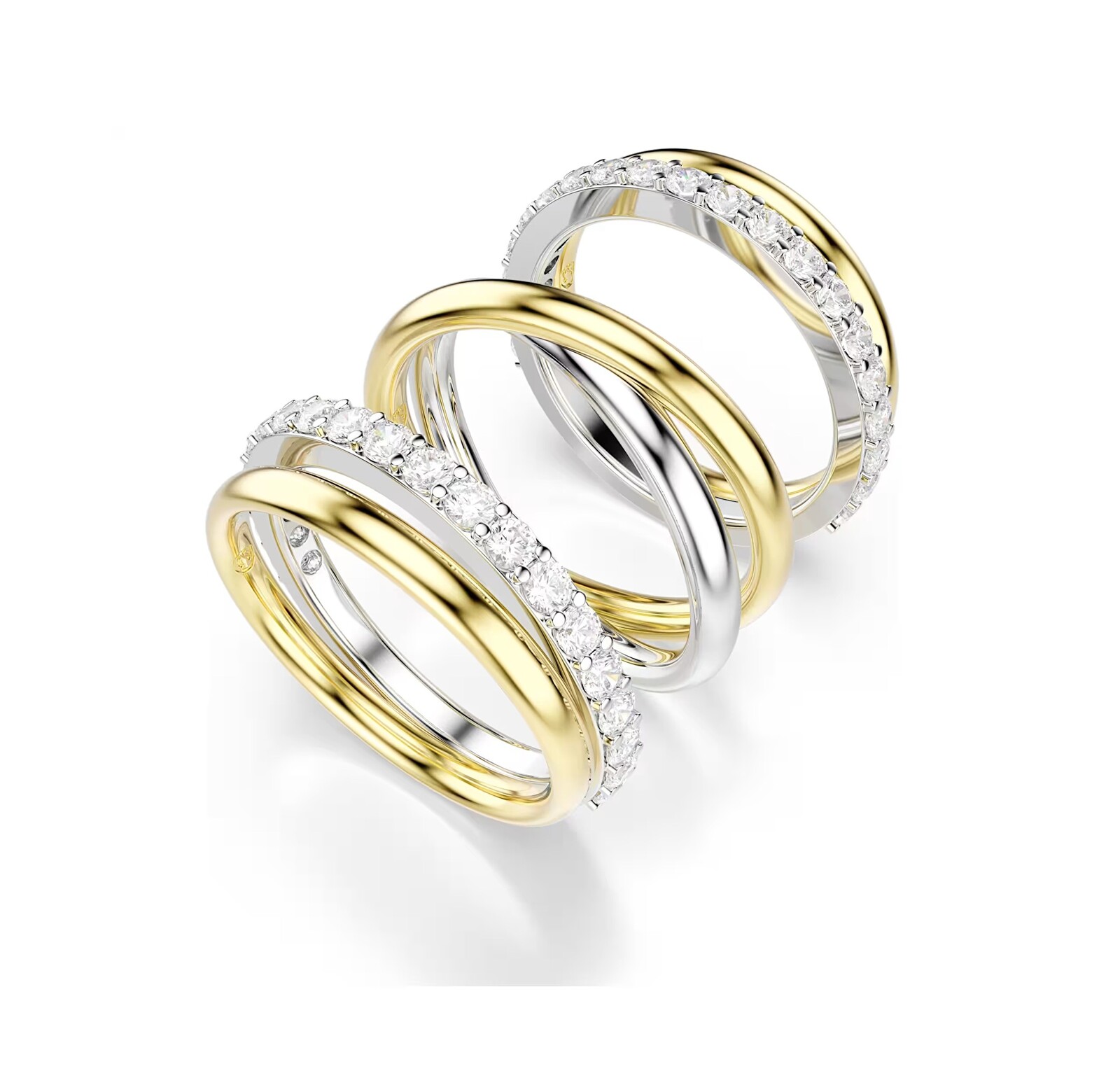 Swarovski Sada bicolor prsteňov so zirkónmi Hyperbola 5740411 (3x prsteň) 58 mm