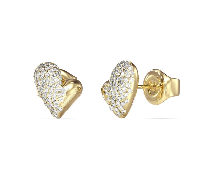 Guess Pozlátené srdiečka s kryštálmi Golden Love JUBE06453JWYGT/U