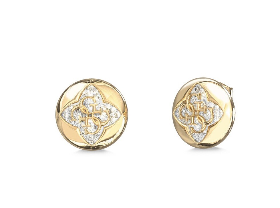 Guess Pozlátené kôstky s kryštálmi Spinning Bloom JUBE06467JWYGT/U