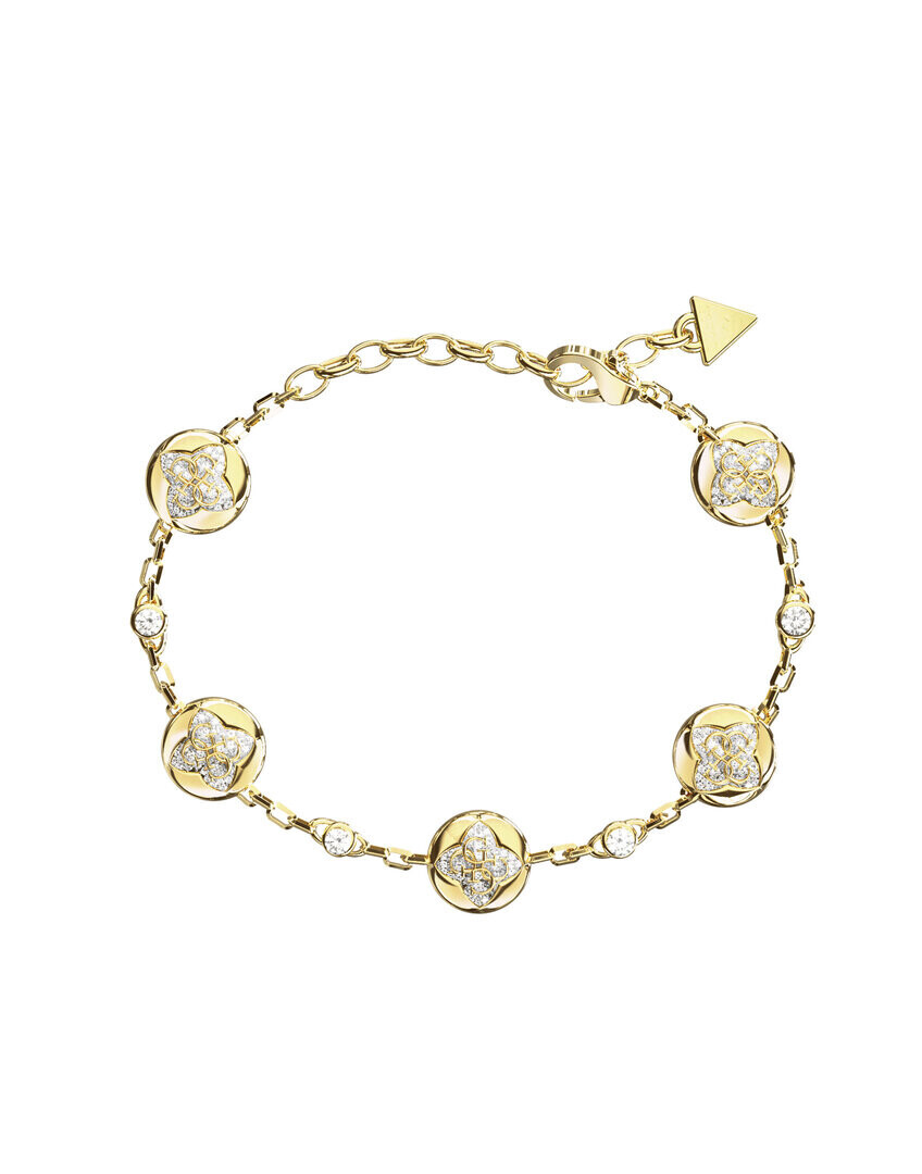 Guess Pozlátený náramok s kryštálmi Spinning Bloom JUBB06466JWYG 18,4 cm