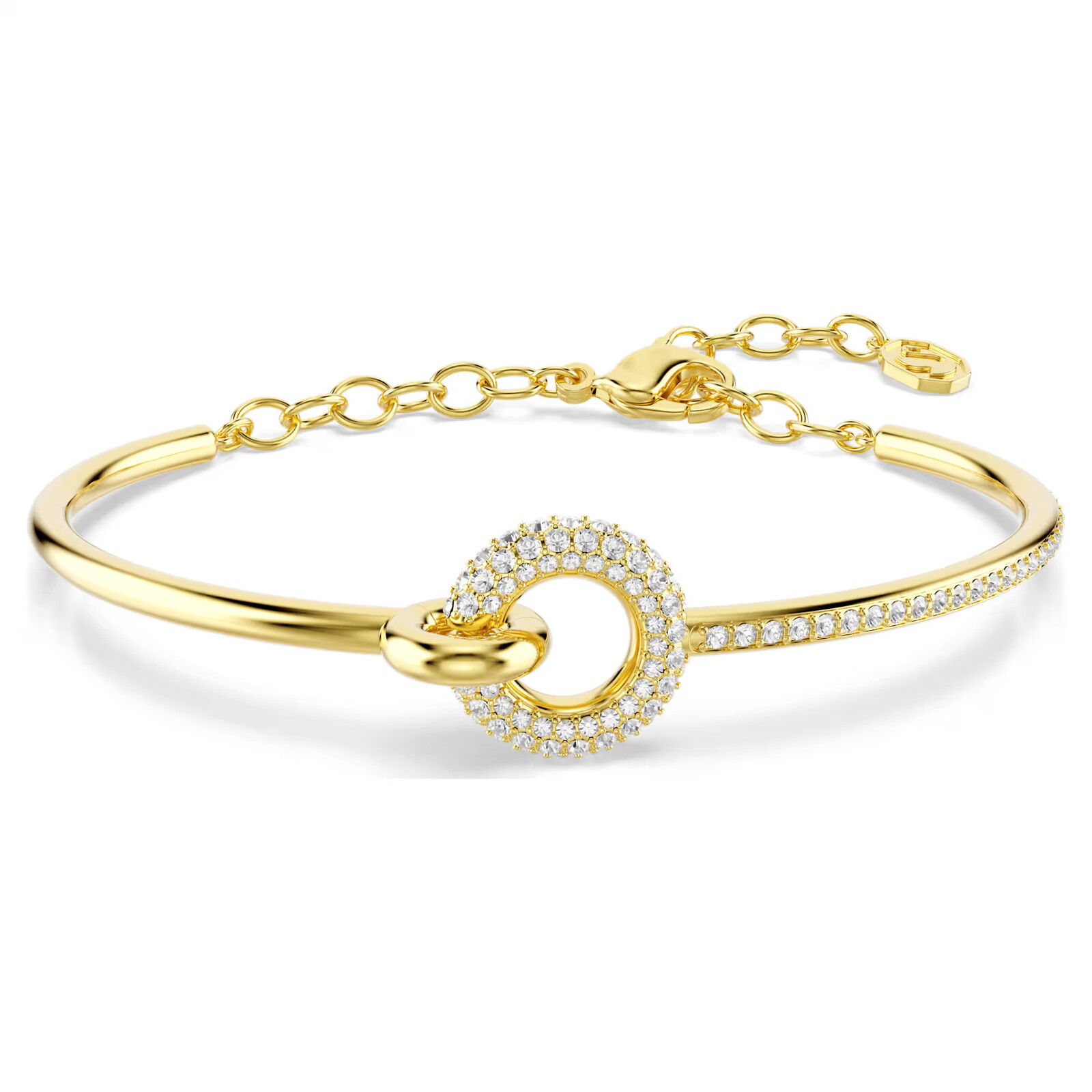 Swarovski Pozlátený pevný náramok s kryštálmi Dextera 5743568