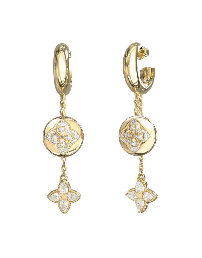 Guess Pozlátené visiace náušnice Spinning Bloom JUBE06471JWYGT/U