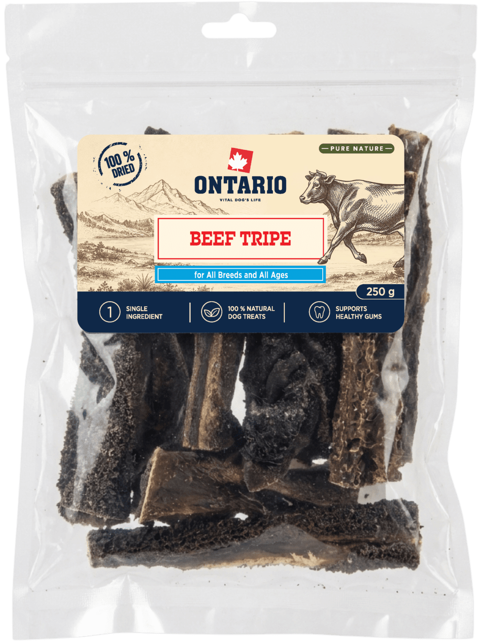 Sušené hovädzie držky Ontario Pure Nature 250 g