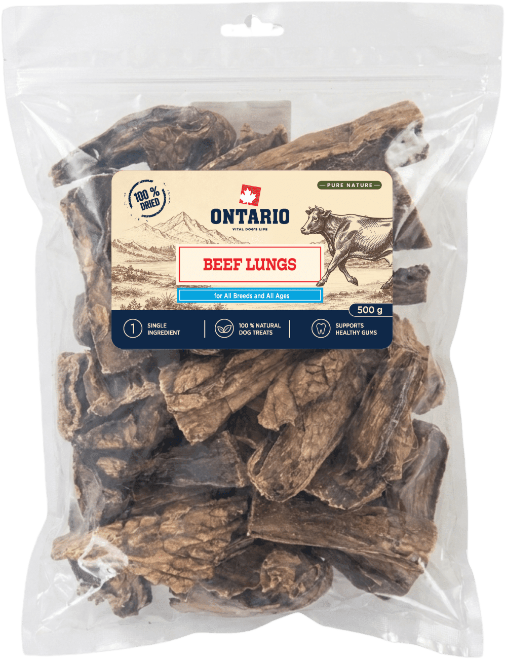 Sušené hovädzie pľúca Ontario Pure Nature 500 g