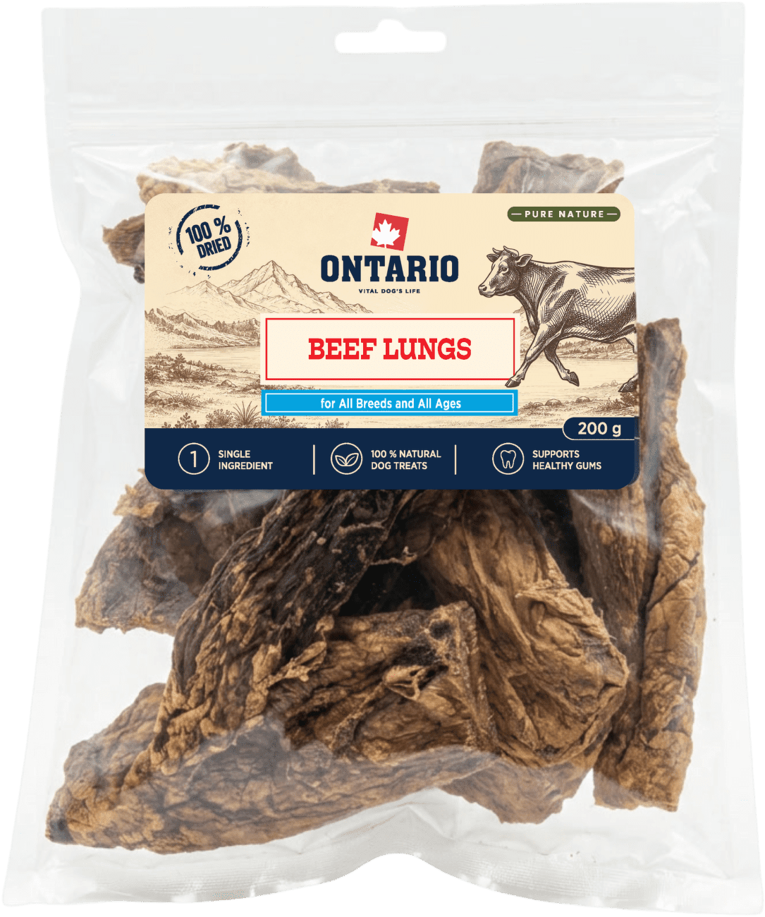 Sušené hovädzie pľúca Ontario Pure Nature 200 g