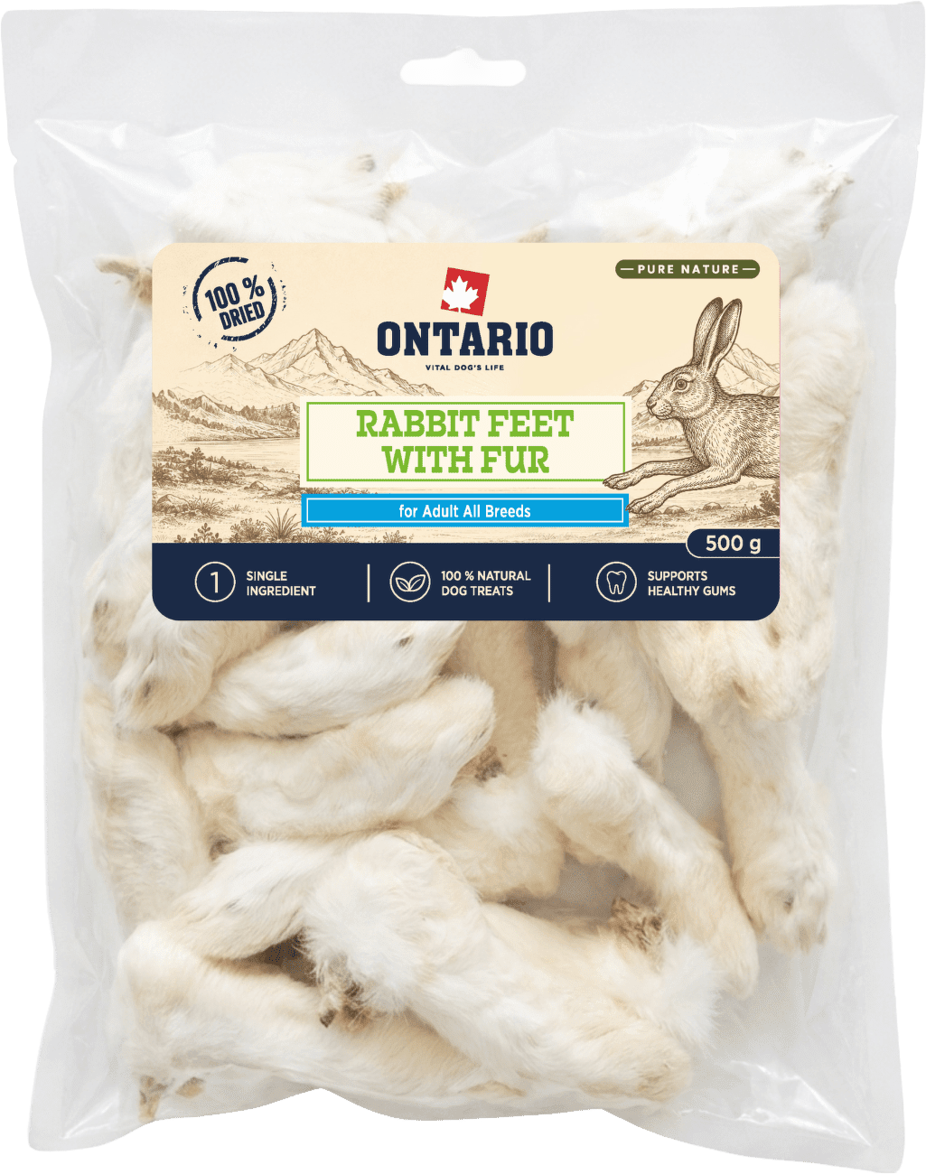 Králičie labky so srsťou Ontario Pure Nature 500 g