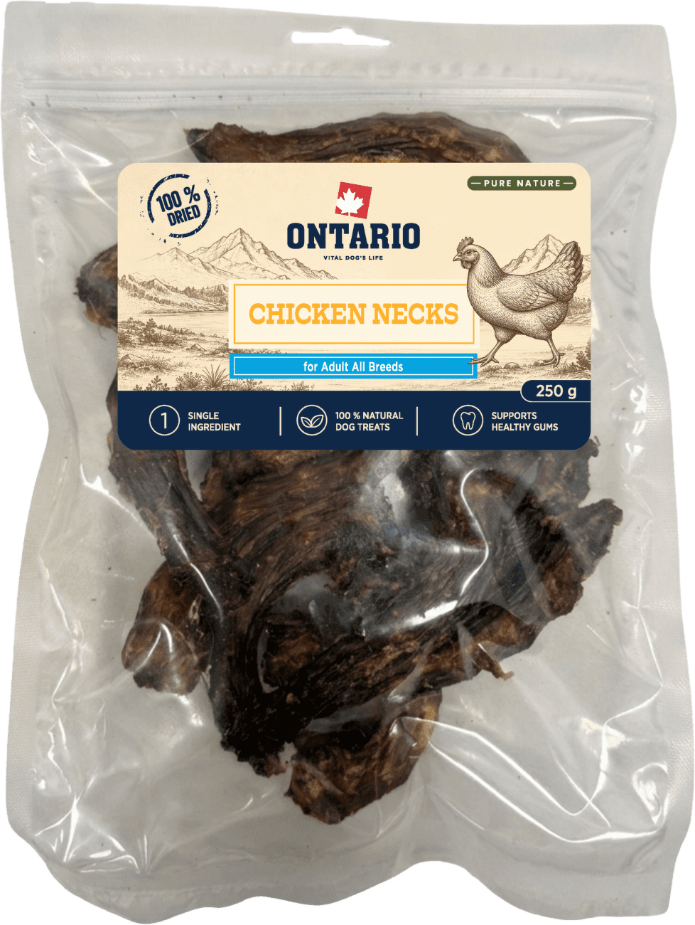 Sušené kuracie krky Ontario Pure Nature 250 g