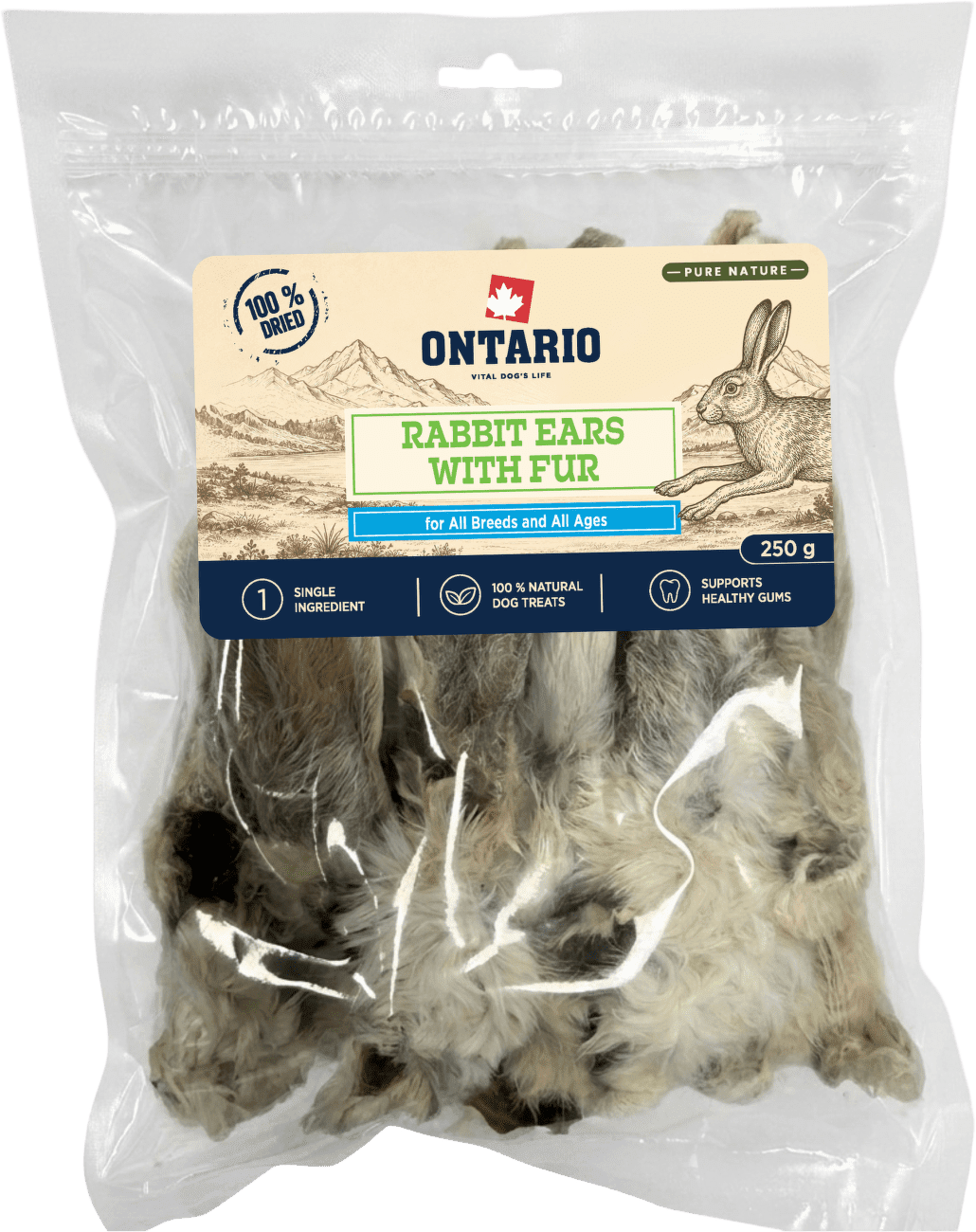 Králičie uši so srsťou Ontario Pure Nature 100 g