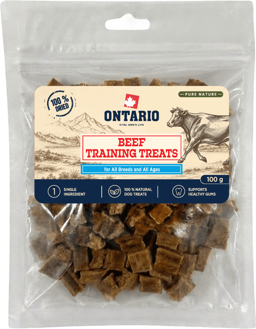 Výcvikové maškrty Ontario Pure Nature hovädzie 100 g