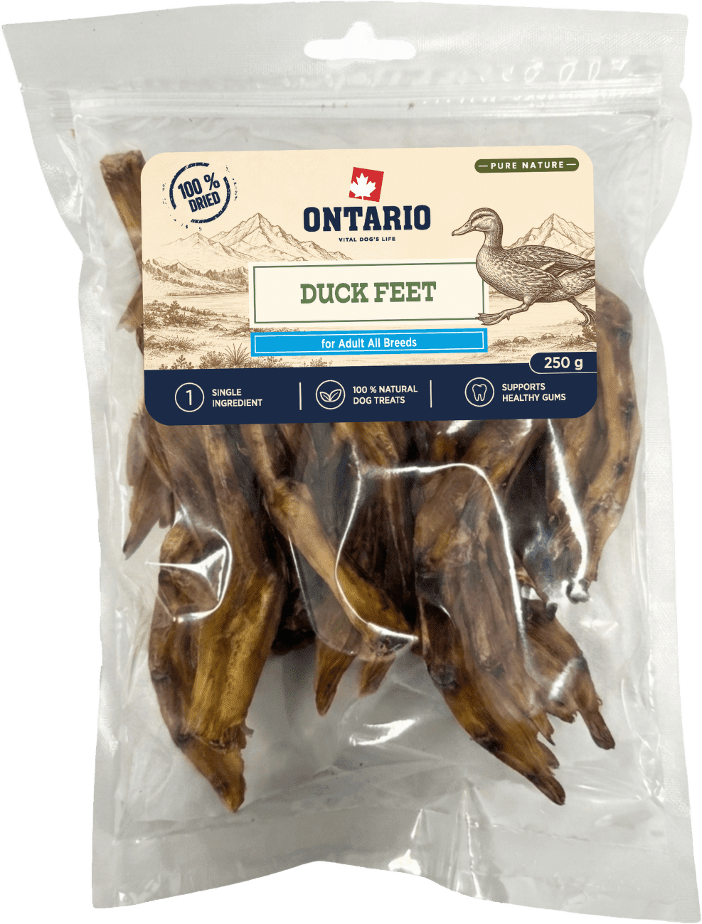 Sušené kačacie pazúriky Ontario Pure Nature 250 g