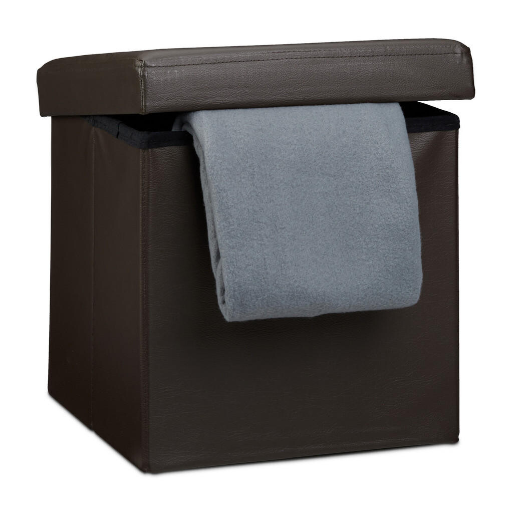 Relaxdays TABURET Hnedý skladací s úložným priestorom 40 L
