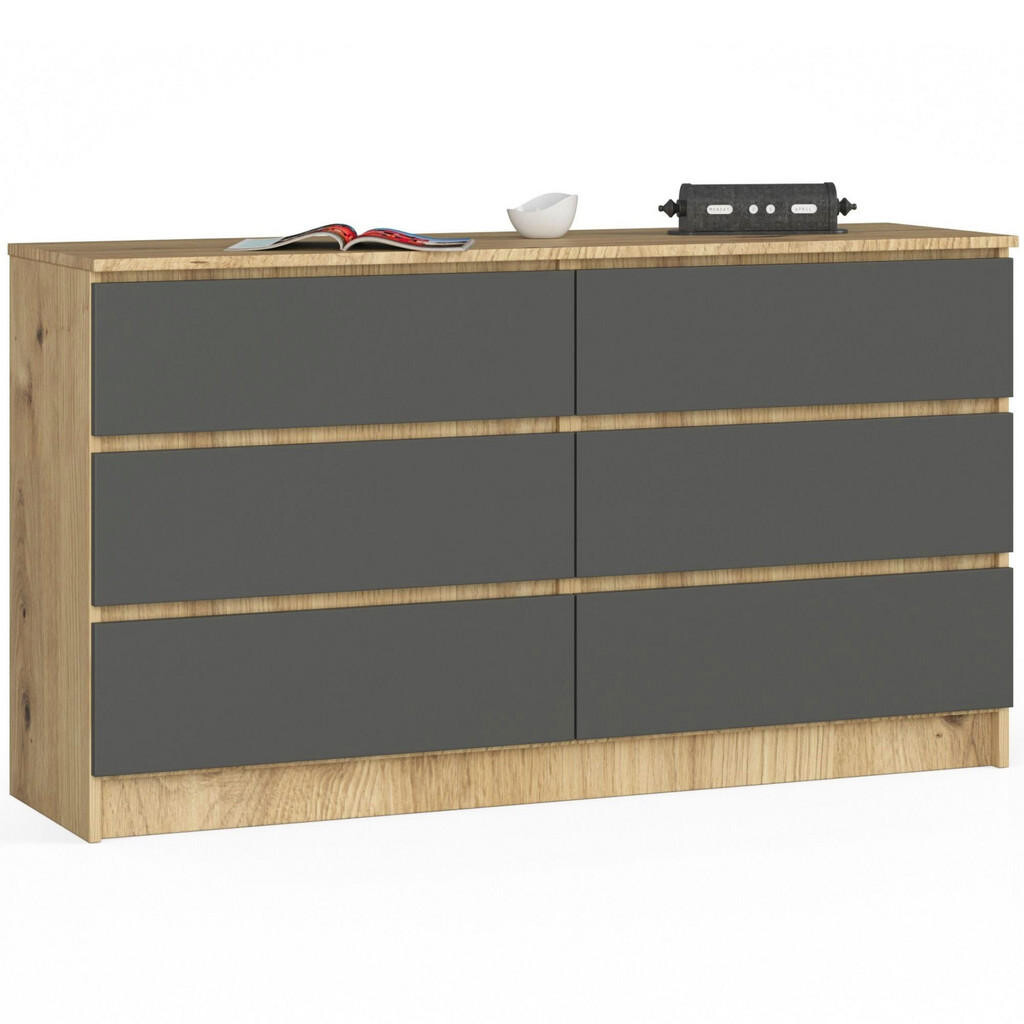 RAUMHIRSCH FURNITURE KOMODA dub Artisan, grafitovo šedá 77/138/40
