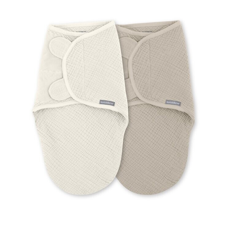 INGENUITY Zavinovačka SwaddleMe™ Uliatka mušelín 1 TOG 0-3m Cream/Cashew, 2 ks