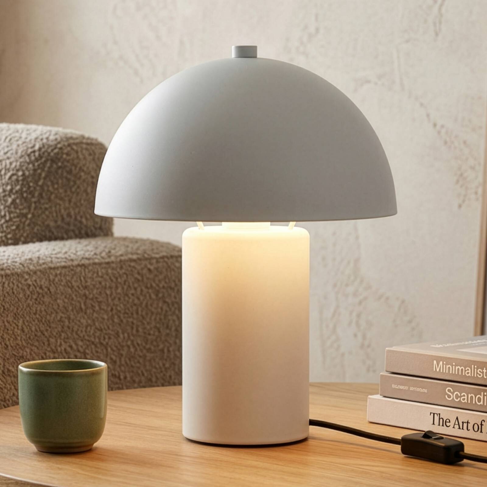 Stolová lampa Enya, svetlosivá, kov, výška 25,5 cm, E14