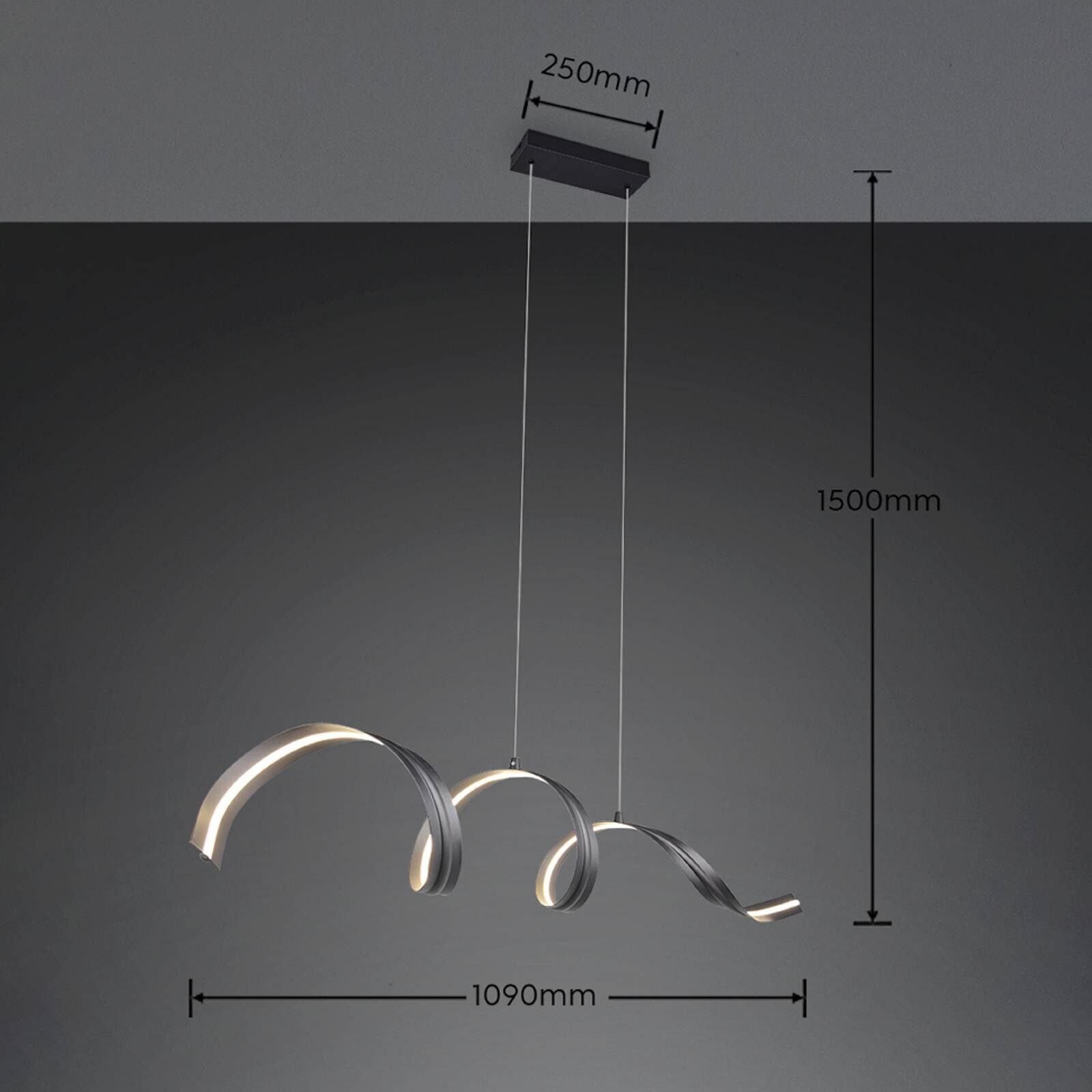 LED závesné svietidlo Tivor, čierne, kovové, 3 000 K