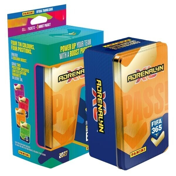 Panini Panini FIFA 365 2026/2027 Adrenalyn XL plechová krabička Classic fialová – futbalové kartičky