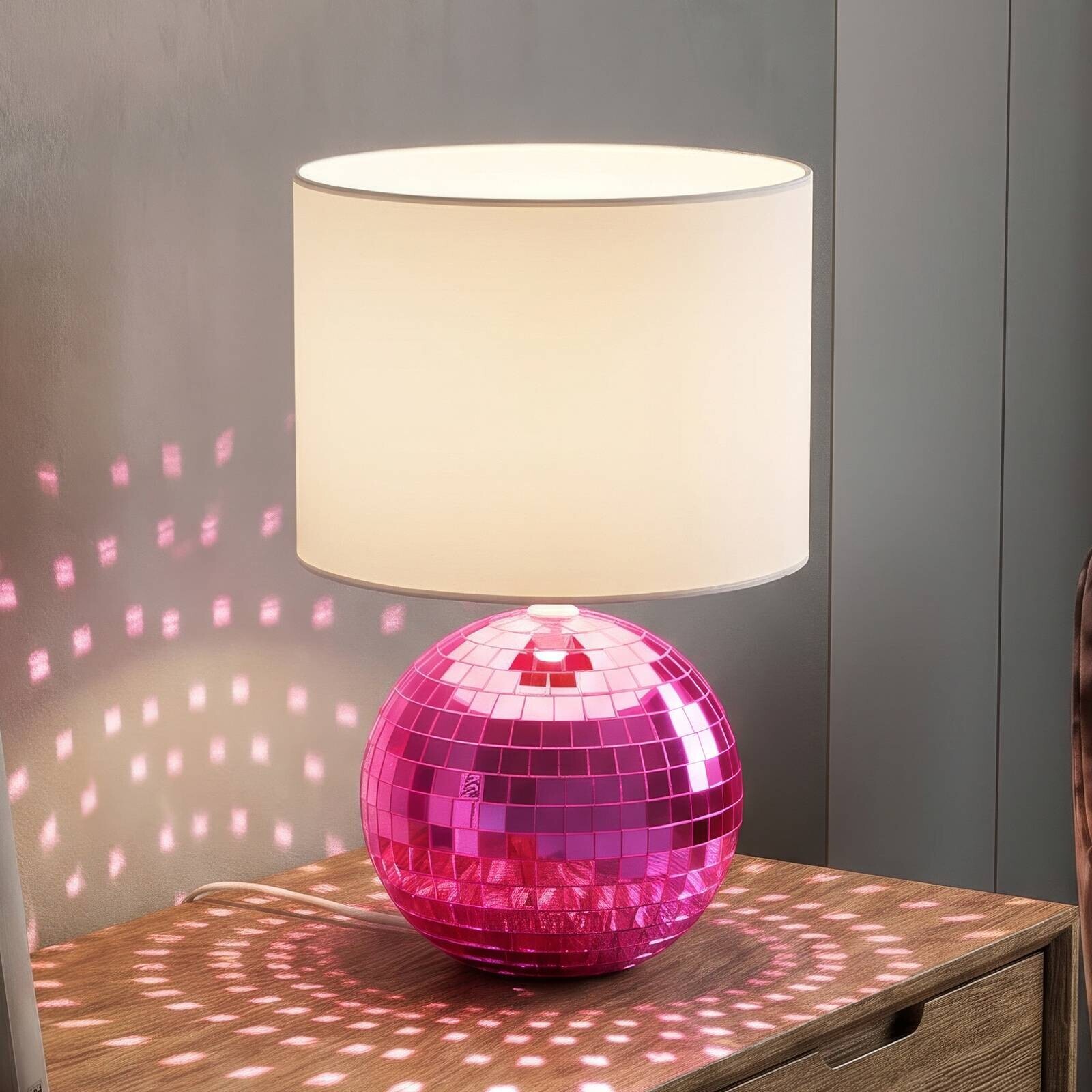 Stolová lampa Glitza ružová/biela, textil, plast, E14