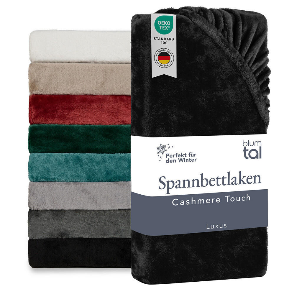 Blumtal NAPÍNACIE prestieradlo Cashmere Touch 140x200 cm Plüsch Schwarz