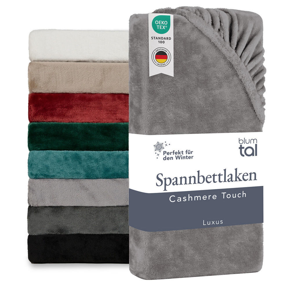 Blumtal NAPÍNACIE prestieradlo Cashmere Touch 90x200 cm Plüsch Grau