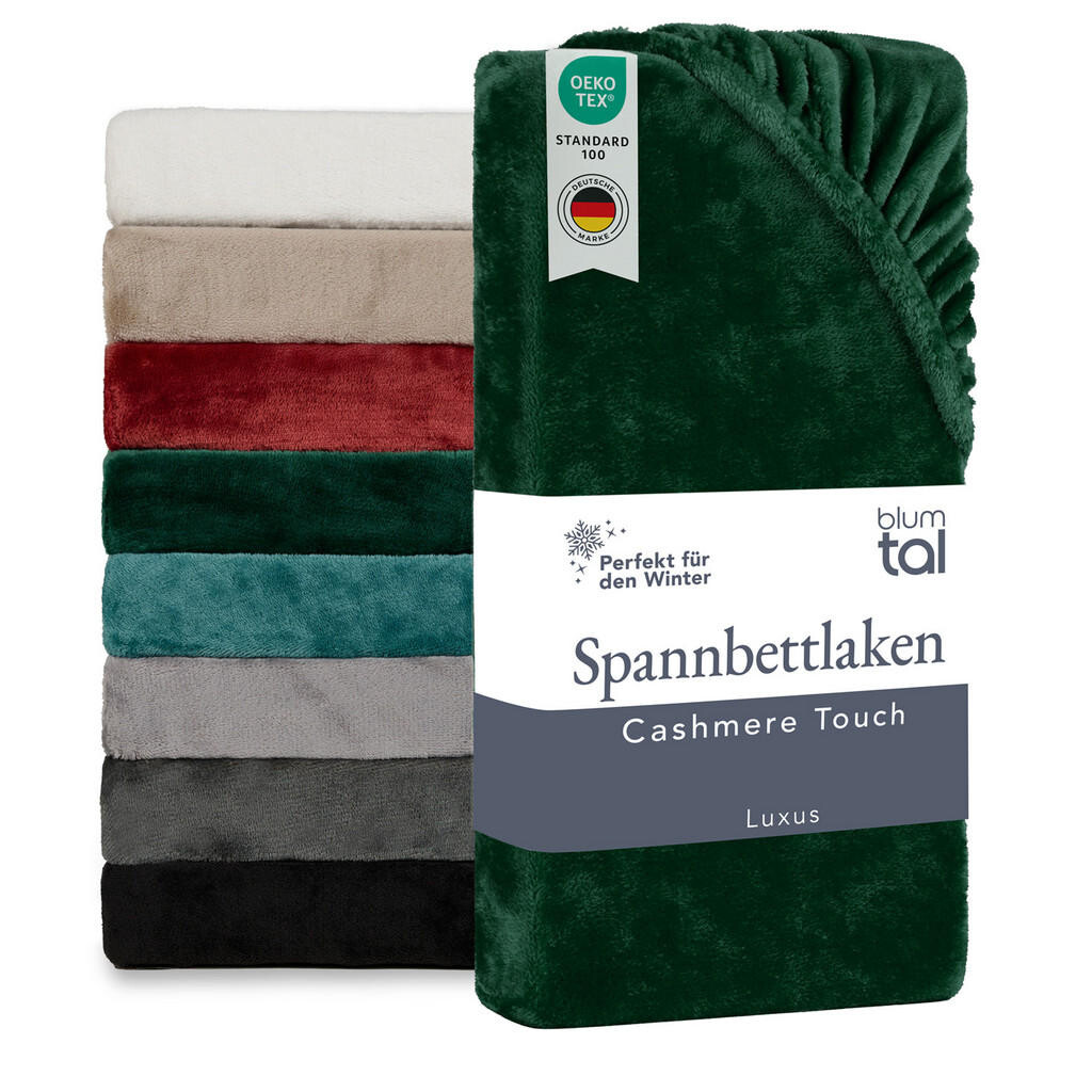 Blumtal NAPÍNACIE prestieradlo Cashmere Touch 160x200 cm Plüsch Dunkelgrün