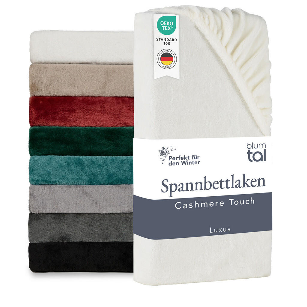 Blumtal NAPÍNACIE prestieradlo Cashmere Touch 140x200 cm Plüsch Ivory - Weiß