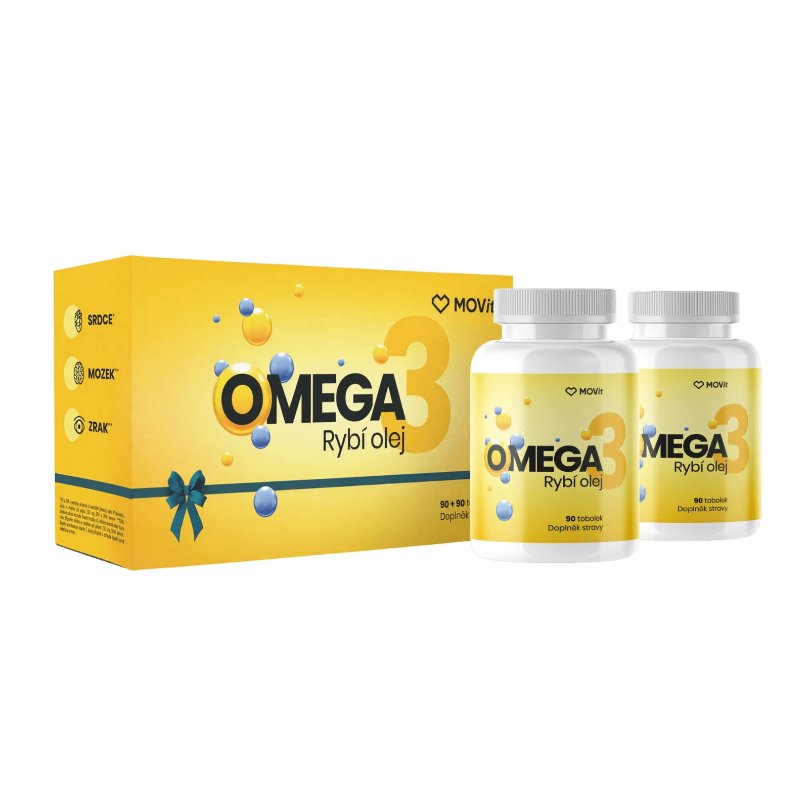 MOVIT ENERGY Darčekové balenie Omega 3 Rybí olej 180 tvrdých kapsúl
