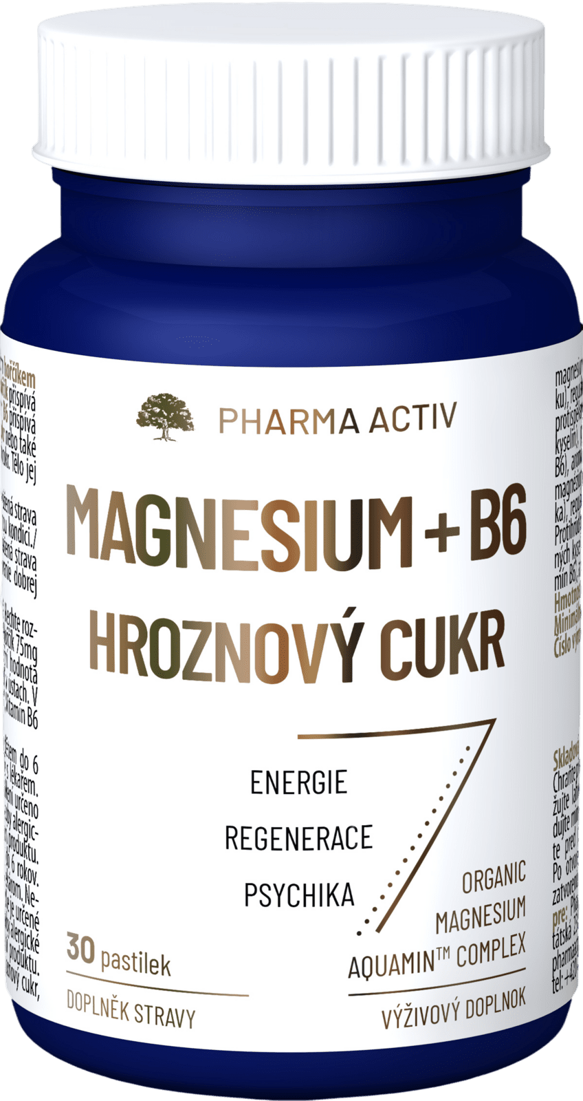 PHARMA ACTIV Magnesium + B6 hroznový cukor 30 pastiliek