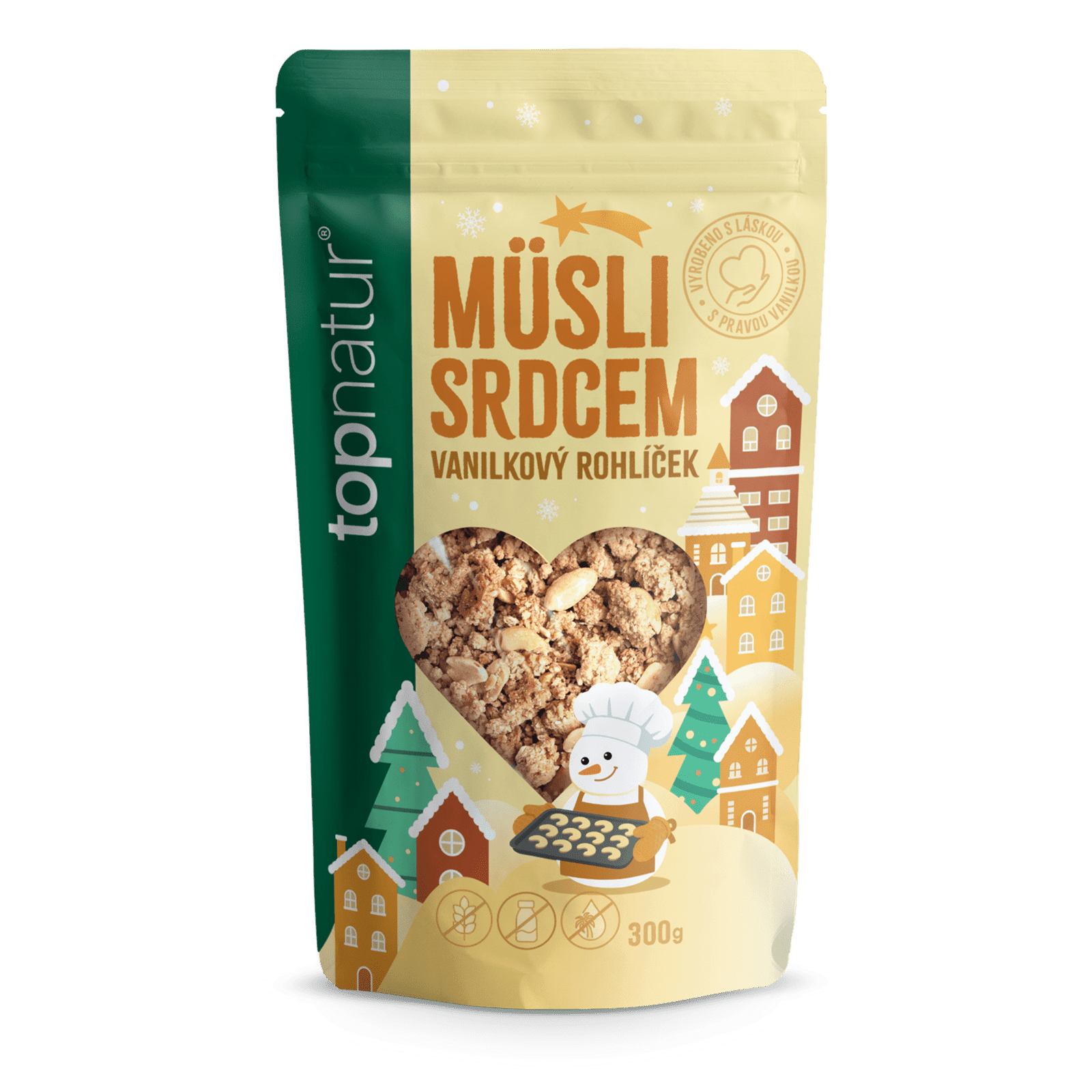 TOPNATUR Vianočné Müsli srdiečka Vanilkový rožok 300 g