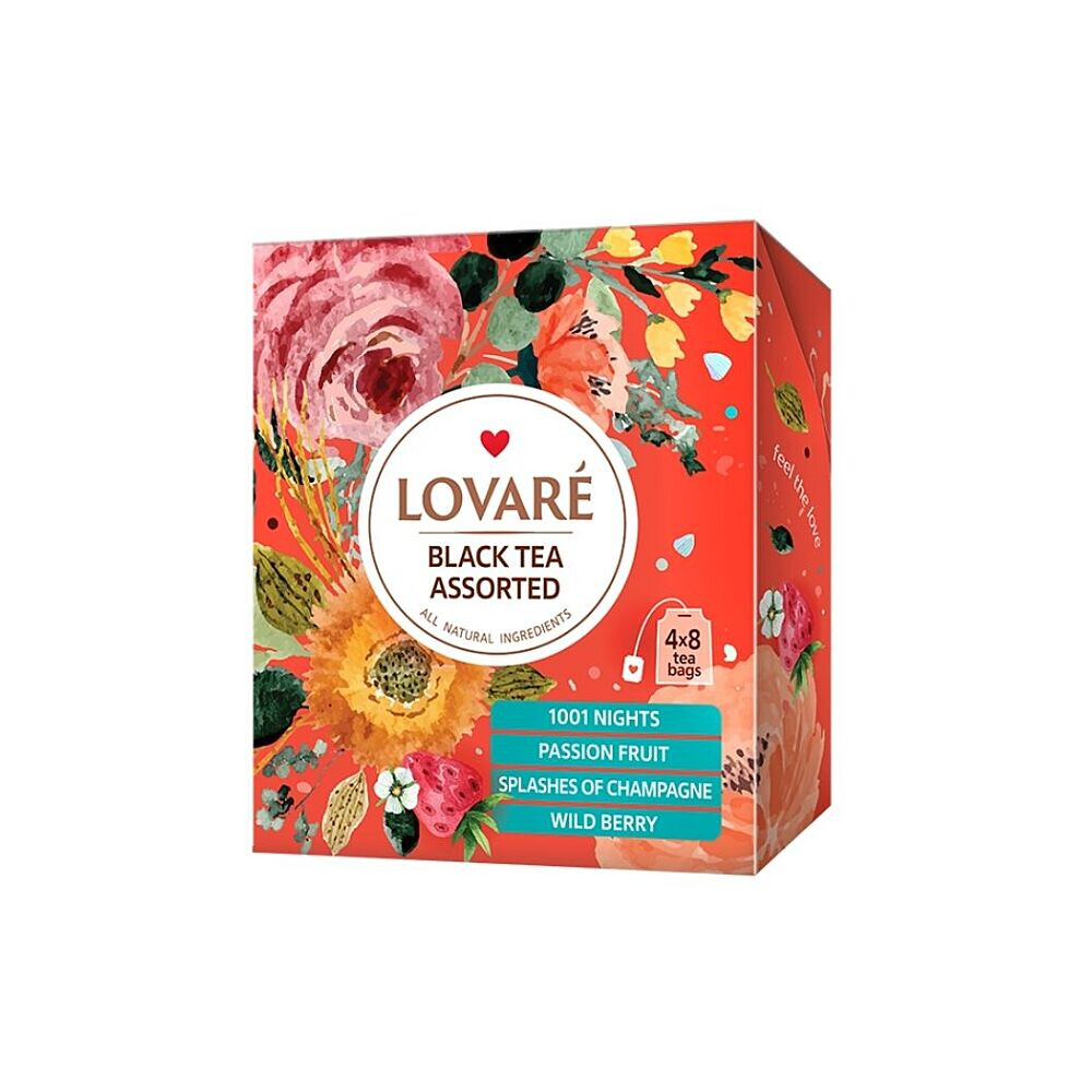 LOVARÉ Black tea assorted kolekcia čajov 32 vrecúšok