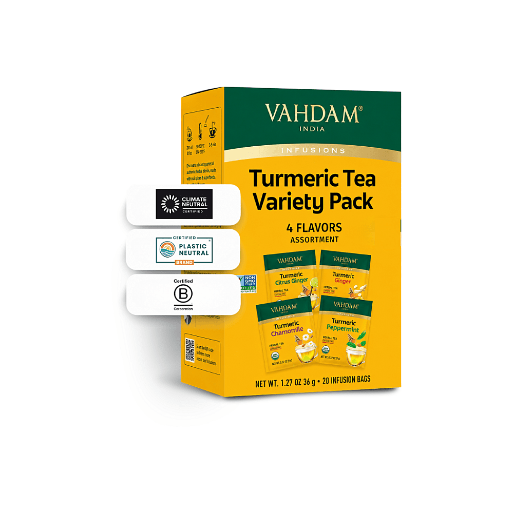 VAHDAM Turmeric tea variety pack bylinný čaj 20 vrecúšok