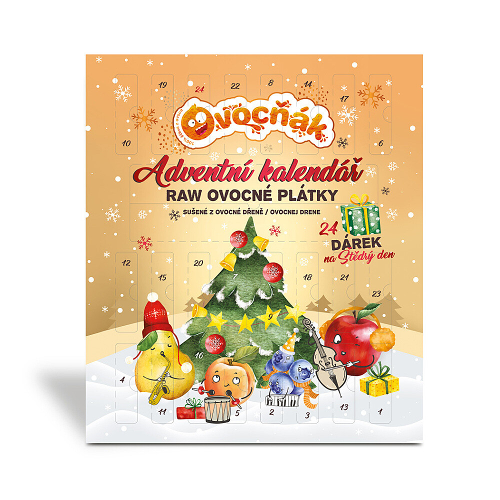 OVOCŇÁK Adventný kalendár mix ovocných plátkov s prekvapením 240 g