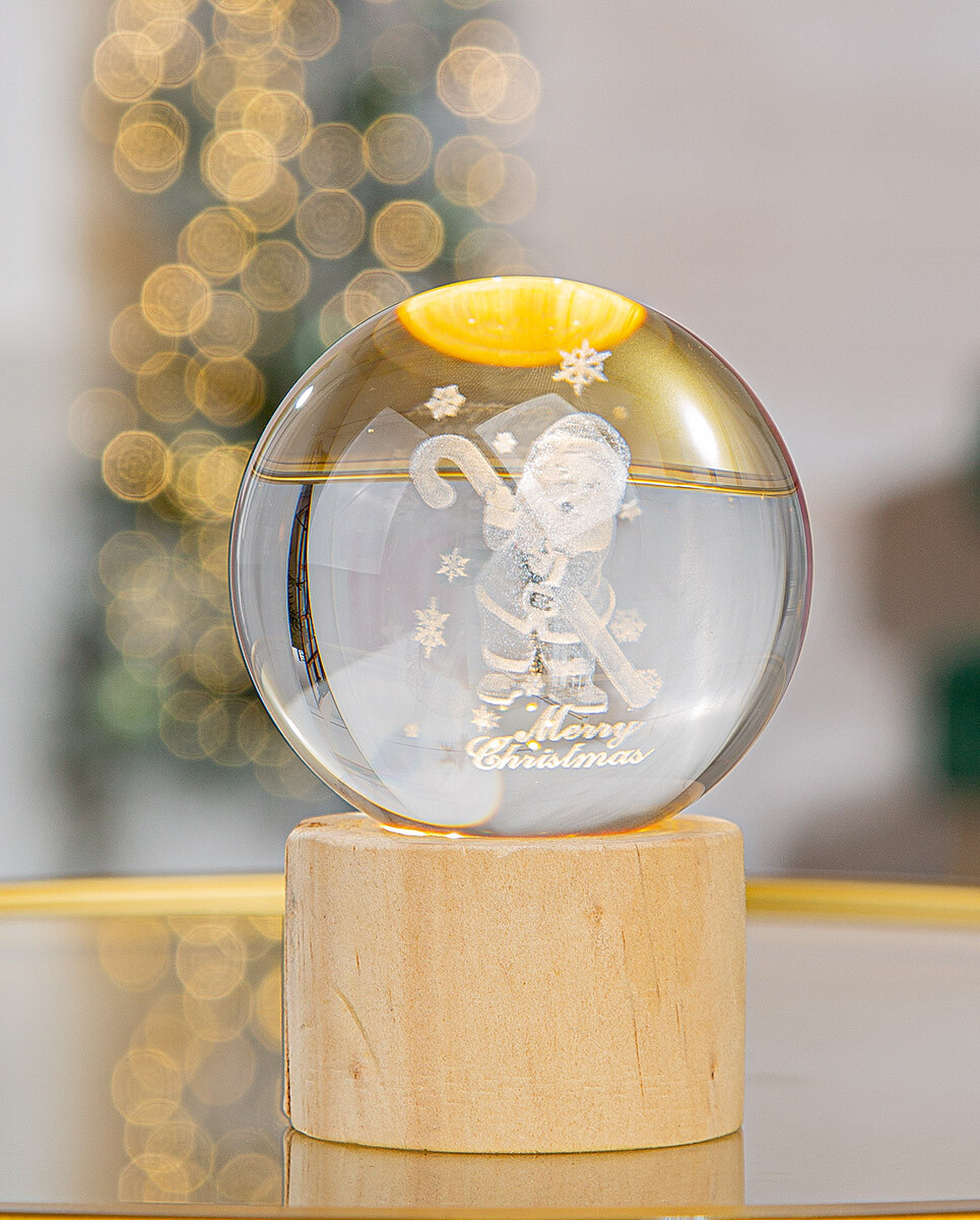 Dekoratívna LED guľa so Santa Clausom, 11,5 cm