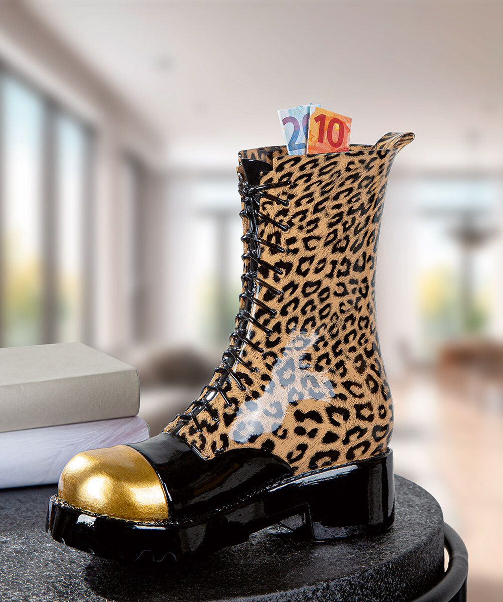 Pokladnička v tvare čižmy Leopard