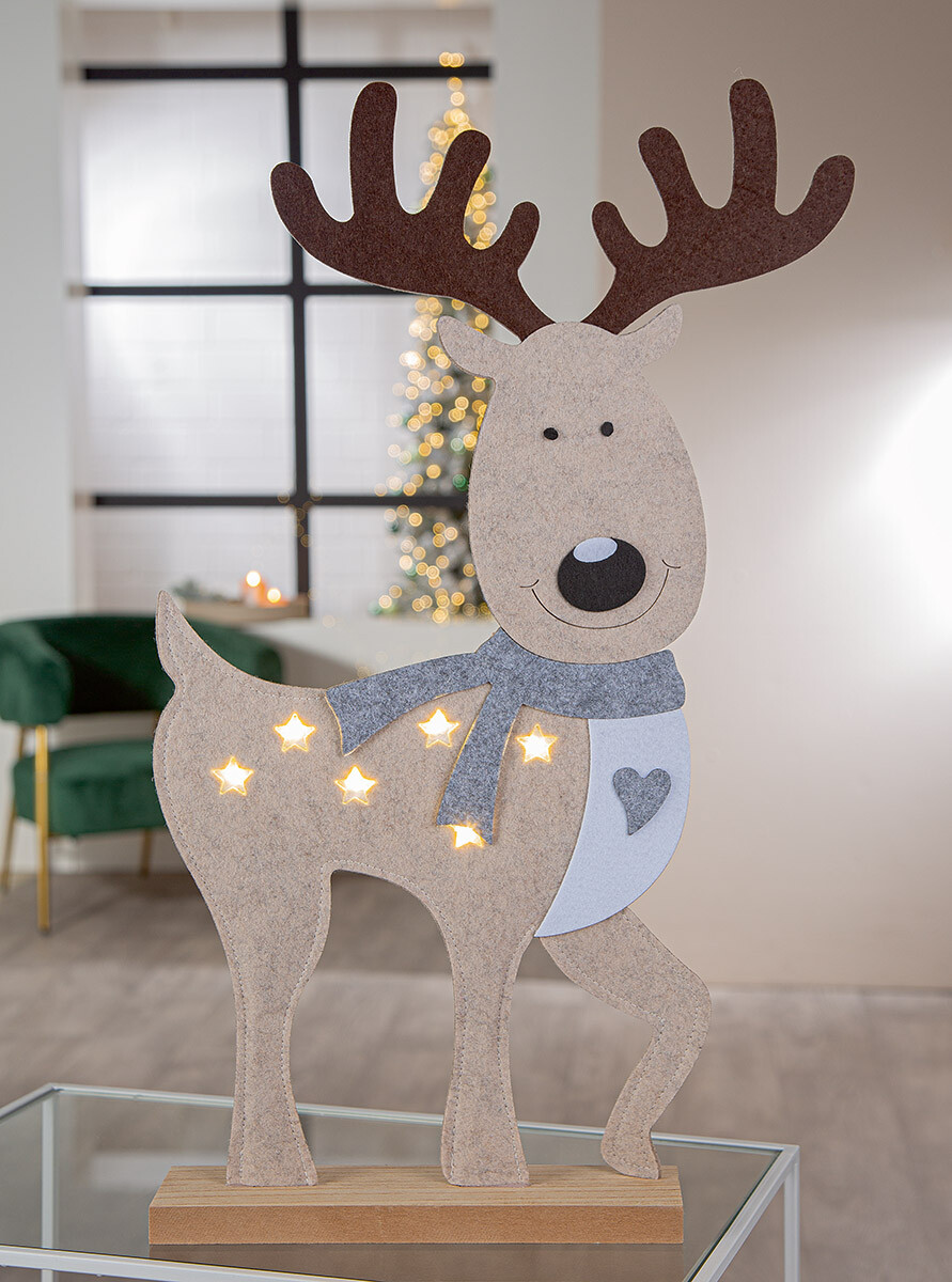 Stojaca LED dekorácia v podobe jeleňa Skogi, 61 cm