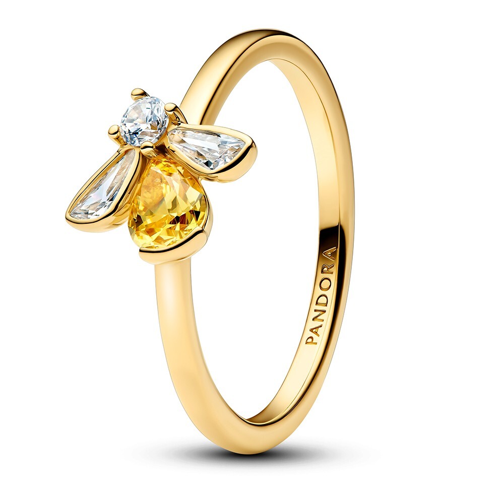 Pandora Pozlátený prsteň Včielka Shine 164562C01 52 mm
