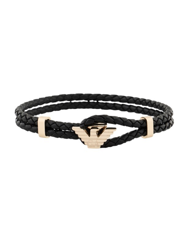 Emporio Armani Pozlátený kožený náramok pre mužov EGS3321710
